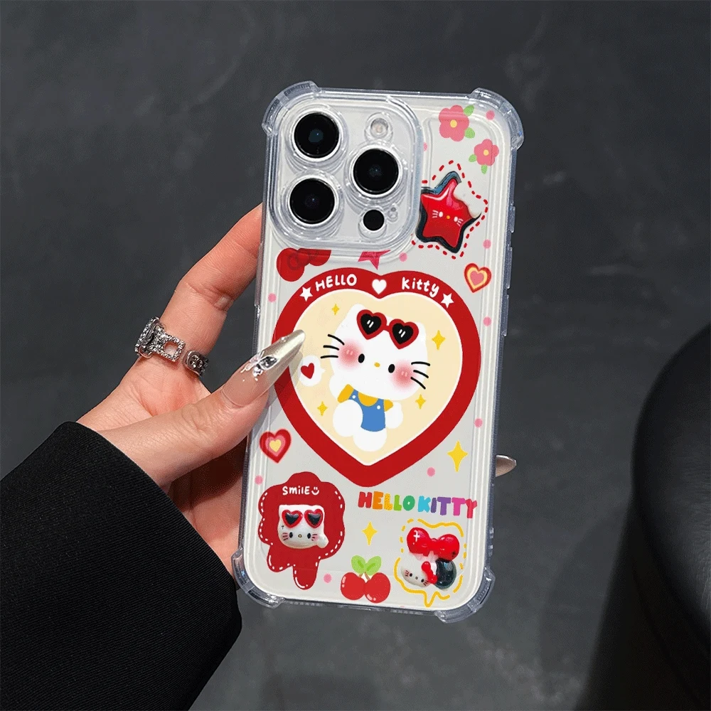 

Мягкий чехол для телефона Hellokitty для IPhone 15 Pro, IPhone 16/15/14/13/12/11/x/xs/xs Max, женские чехлы для телефонов Sanrio KT Kawaii для Iphone