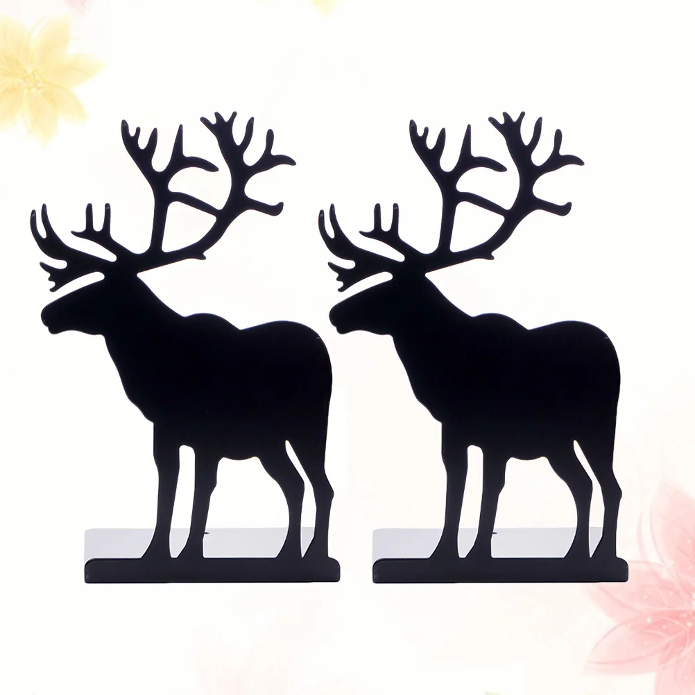 

1Pair Elk Metal Book Stand Desktop Bookend Storage Organizer for Office Home Desk Decoration Book Stand