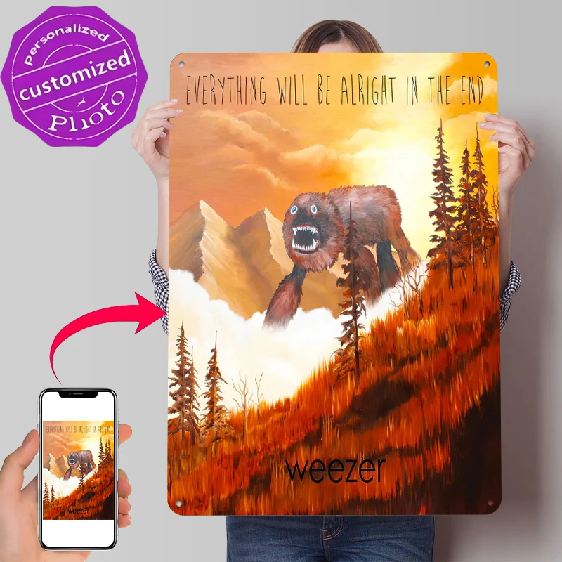 Weezer Everything Will Be Alright in the End Tinplate Poster Customized Wall Art Retro Vintage Metal Signs for Fans Home Decor