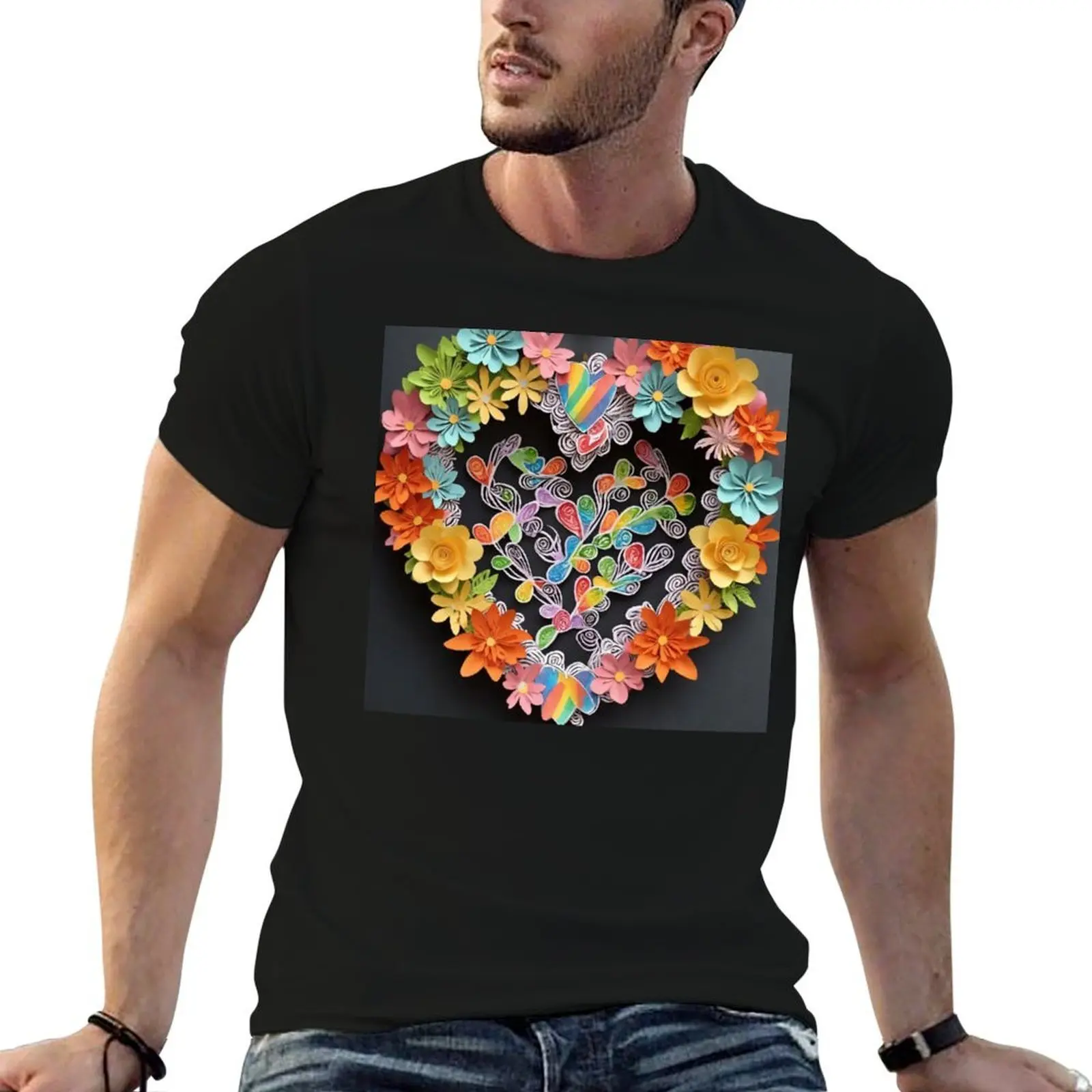 

Rainbow Heart T-Shirt man t shirts cotton cotton t shirts man 100% t shirts with prints T-shirt