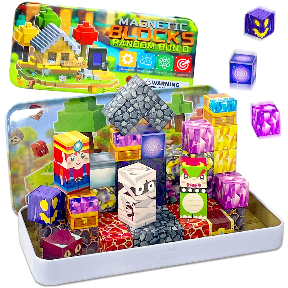 35PCS Magnetic Building Blocks Toys STEM Educational Magnet Toys For Kids Boys Girls Birthday Gifts With Iron Box
