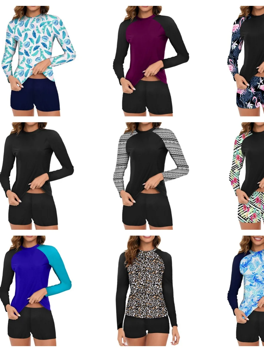 

Women's One-Piece Swimsuit High Waist Long Sve Casual Sle Cover-Up Slimming Design Beach Playwear Polyester Nylon Lycra