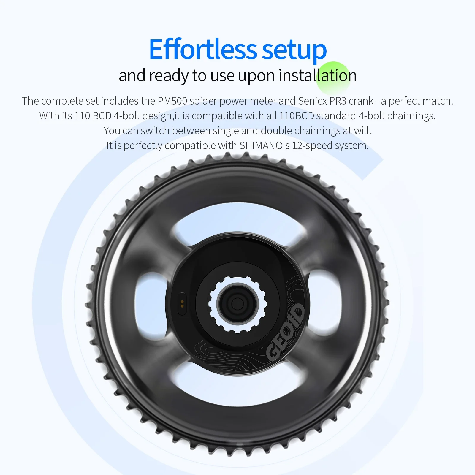 GEOID PM500 Power Meter 110BCD 4 Bolt Crank 24mm Spindel ANT + Bluetooth Racefiets Power Meter voor Shimano