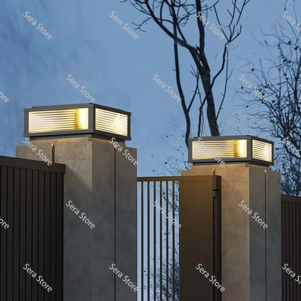 Pillar Fence Light E27 Base Aluminum IP65 Waterproof Path Lighting Outdoor Solar Pillar Lighting Hotel Villa Courtyard Gate