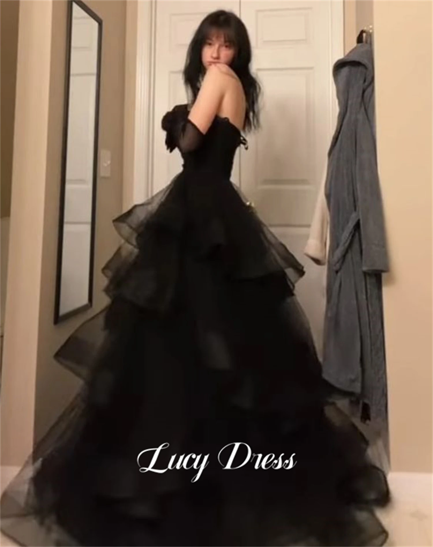 Wedding Party Dress Line A Evening Mesh Black Robe De Soiree Femmes Cocktail Dresses Customized Women Elegant Woman Prom Long