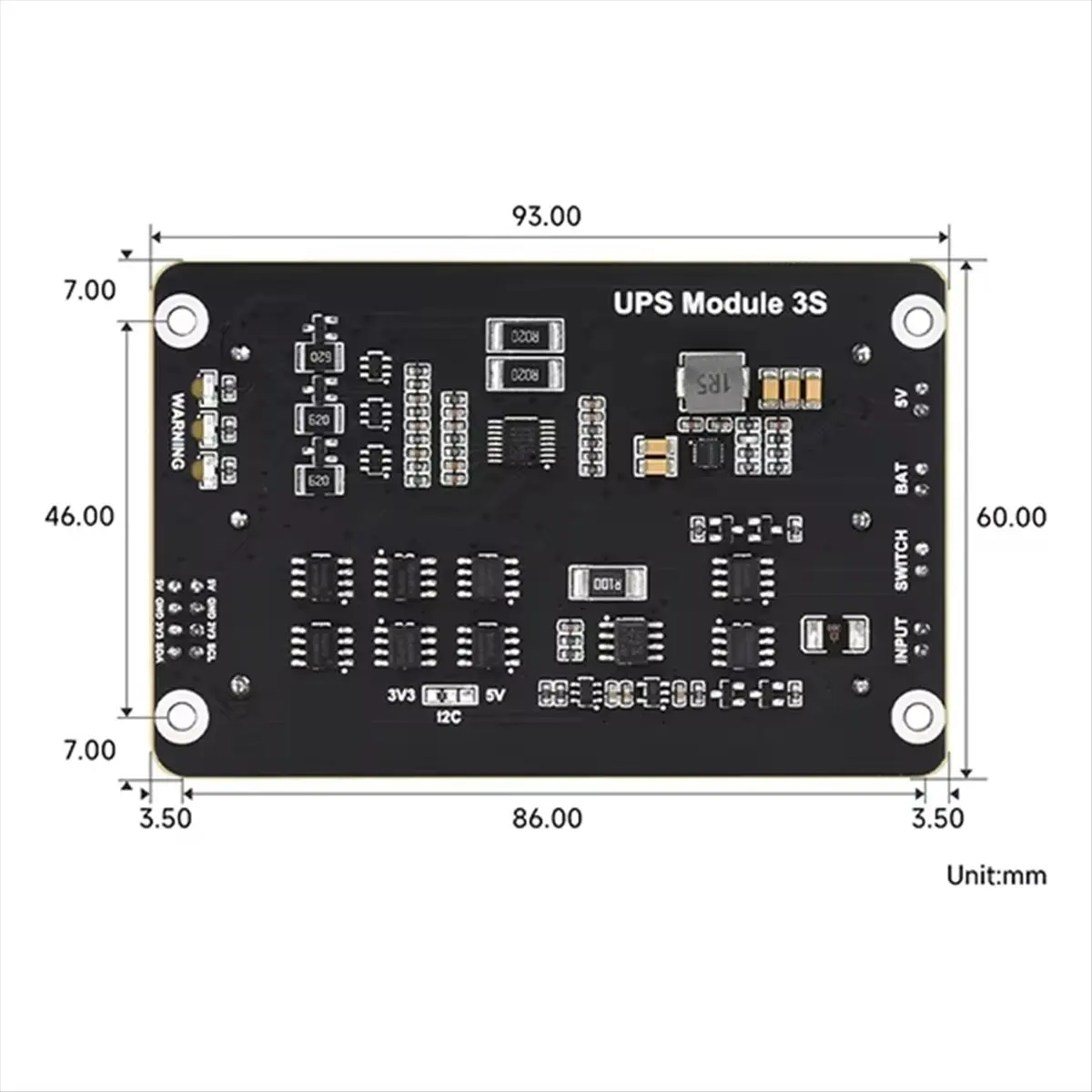 Persevering- For Raspberry Pi 5 UPS HAT Support 18650 Li Battery 5V Uninterruptible Power Supply Via I2C Bus Eu Plug