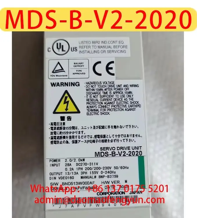 Original Genuine MDS-B-V2-2020 Used Servo Drive，MDS B V2 2020，Fast shipping