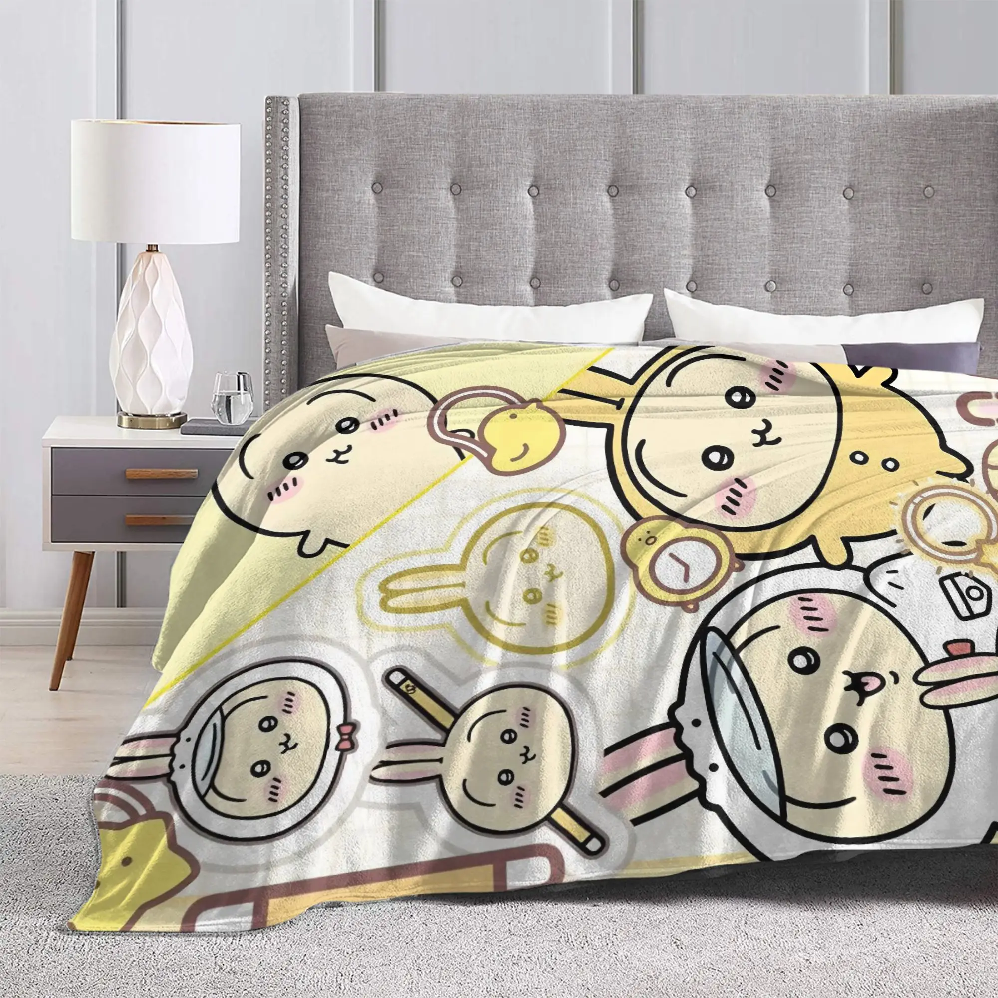 Chiikawas Kawaii Blanket Velvet Decoration  Breathable Soft Throw Blankets for Sofa Bedroom Bedspreads