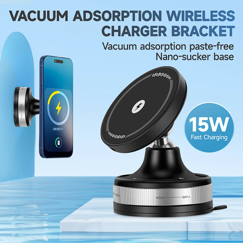 

Car Magnetic Wireless Fast Charging Phone Holder Suction Cup Mount 360 Adjustable Rotation For iPhone 17 Samsung Xiaomi Bracket