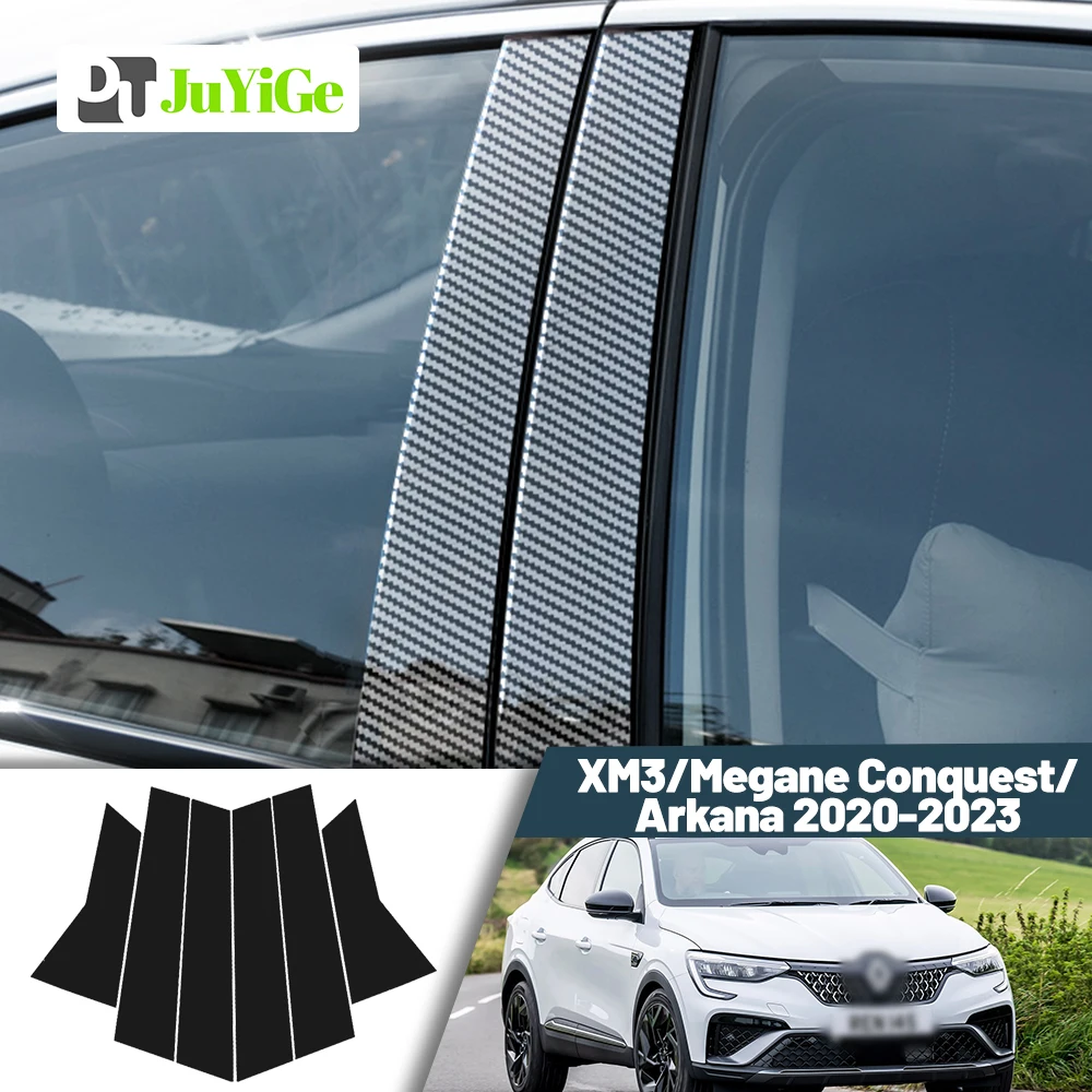 

Glossy Black Carbon Fiber Window Door Deal B C Pillar Post Cover For Renault XM3 Megane Conquest Arkana 2020-2023 2021 2022