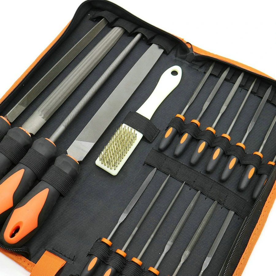 17PCS Forged Alloy Steel File Set With Carry Case Flat/Triple-Cornered/Half-Round/Round Large File And 12PCS Small Steel Files