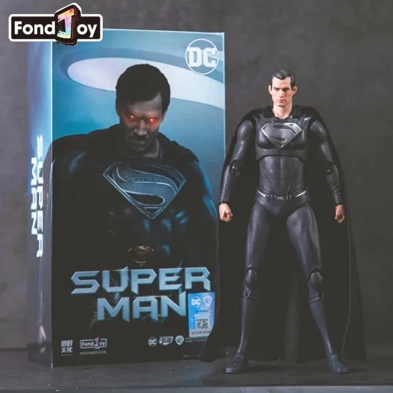 Original Fondjoy Dc Authentic Authorization Justice League 1/9 Black Superman Handmade Joint Moving Dolls Model Toys Gifts