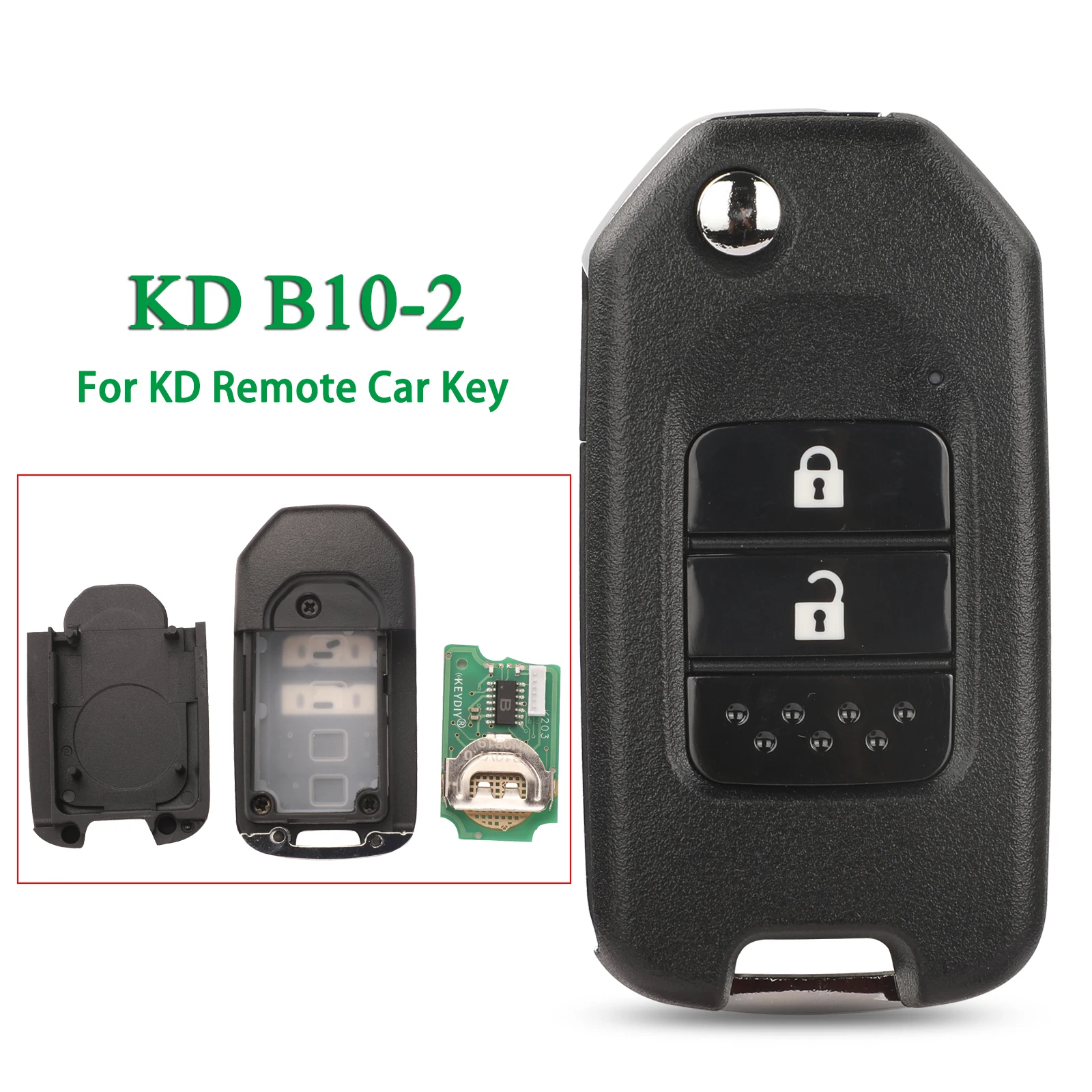 

Многофункциональный выкидной ключ-пульт Jingyuqin KD B10-2 серии B с 2 кнопками для программаторов Honda KD900/KD-X2/KD MINI