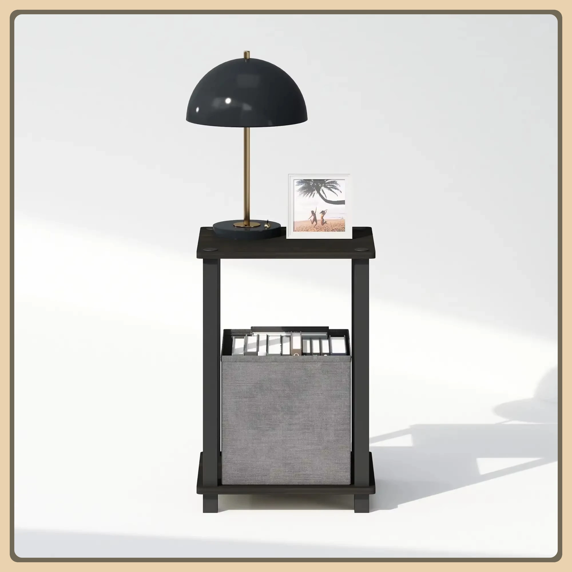 

Компактная прикроватная тумбочка, компактная тумбочка с полкой черного цвета эспрессо. Идеально подходит для небольших спален и квартир.