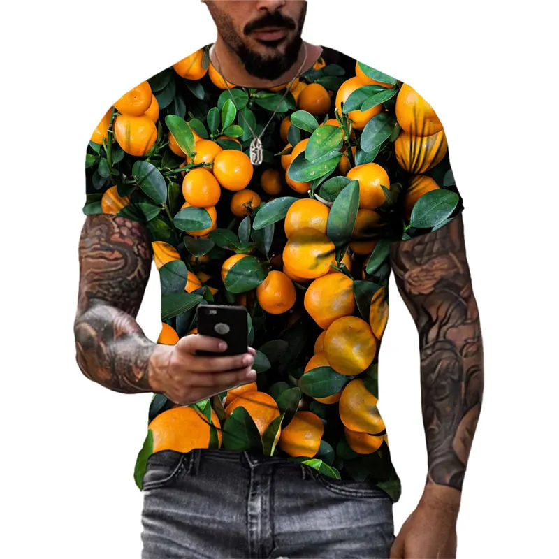 Interesting Exclusive Design Fruits Vegetables graphic t shirts Men Summer Fashion Casual Funny 3D Printed O-neck Tees Tops