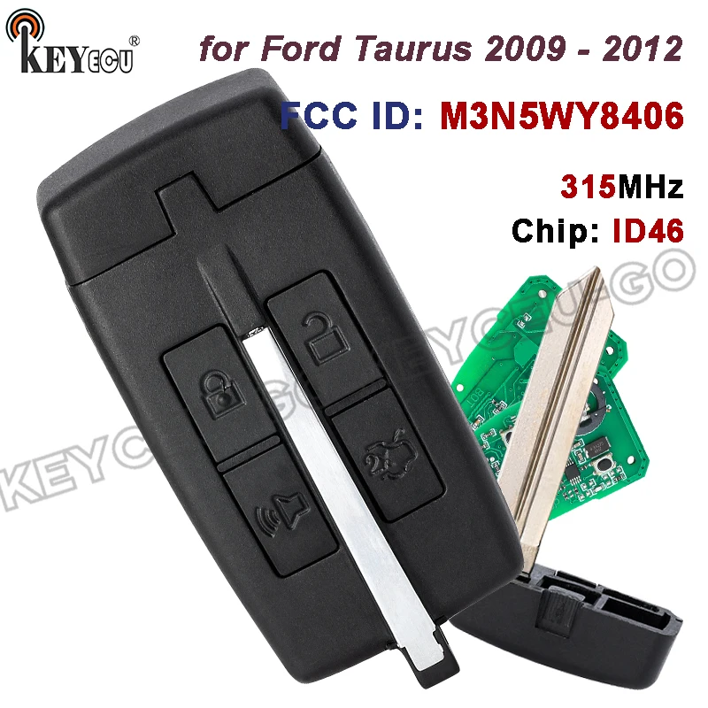 

KEYECU 315 МГц ID46 Чип FCC ID: M3N5WY8406 OEM # 164-R7032 для Ford Taurus 2009 2010 2011 2012, умный пульт дистанционного управления