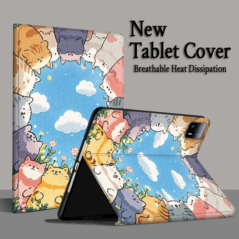 Cartoon Cute Cat Art For Xiaomi Redmi Mi Pad 4 5 6 6s 7 7s SE Pro 2 11 Plus Max 12.4 11 11.2 12.5 8.7 inch Tablet Case view 5
