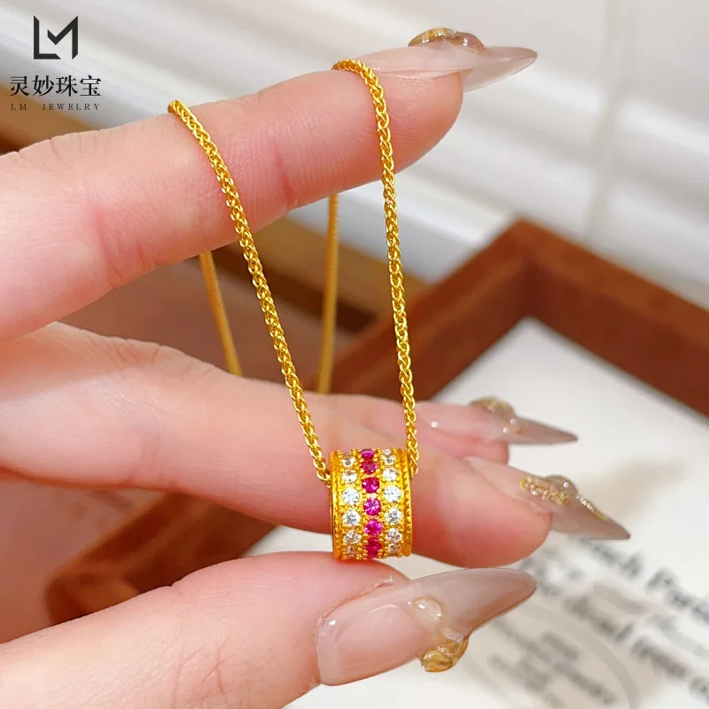 

24K AU999 Gold Women’s Necklace - Elegant Pendant Design, Perfect for Daily Chic & Office Style