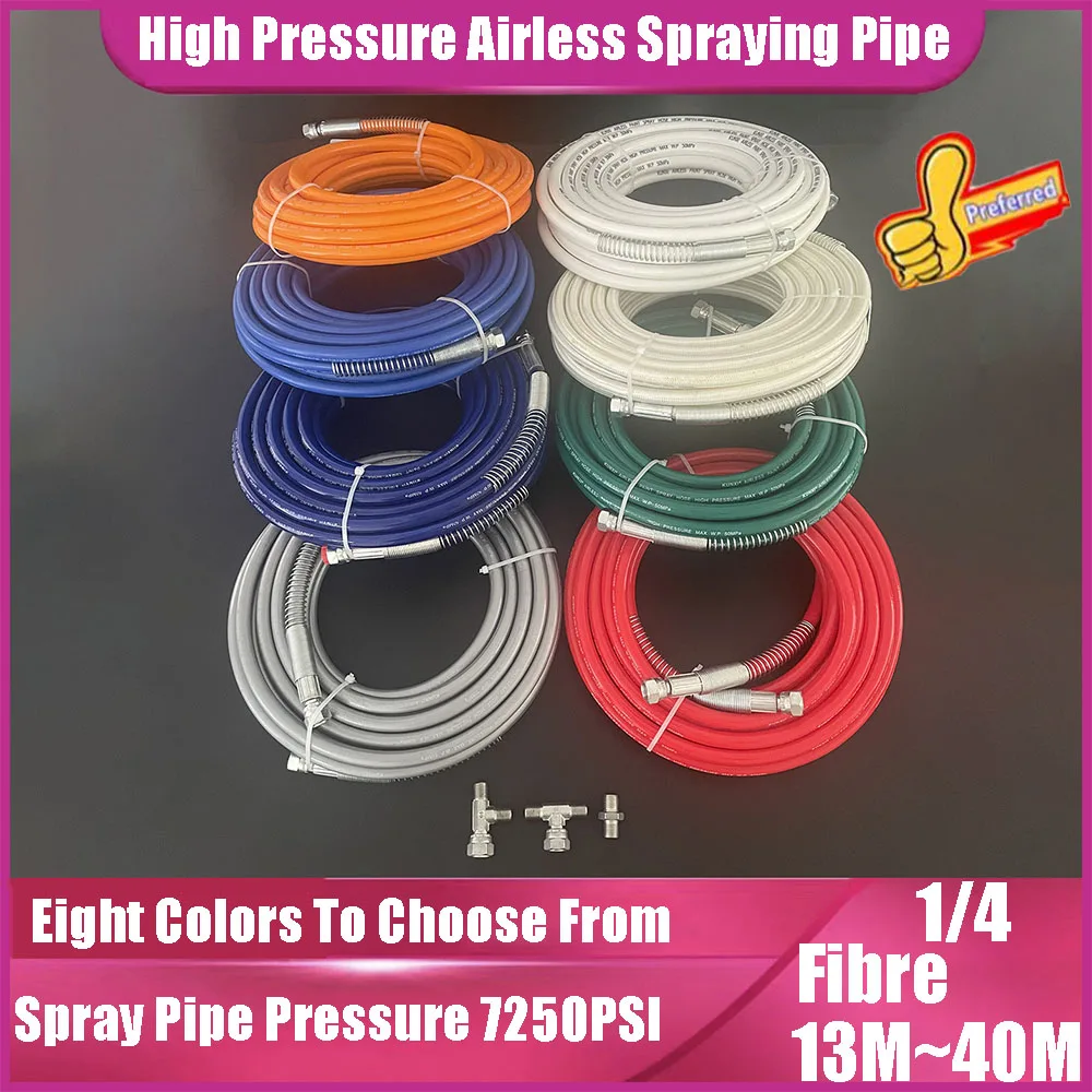 Airless Spray Hose Double-Layer Woven Fiber Yarn 7250PSI High-Pressure Flexible Nylon Tube Universal Spray Paint Machine1/4 Inch