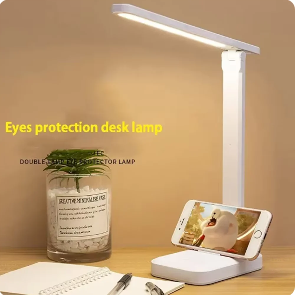 

LED eye protection table lamp foldable bedroom bedside desktop study reading night light USB rechargeable plug-in dimmable light