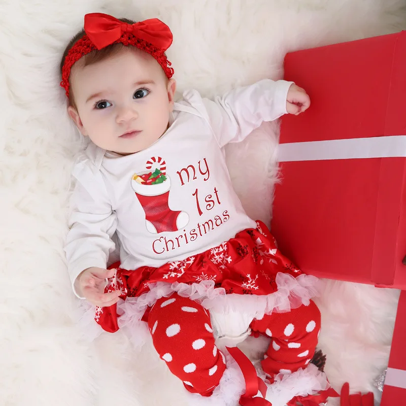 First Christmas NewBorn Baby girl Costume Romper Baby Clothes Sowflake Dress New Year Girl Bebe Clothing Children Infant Dresses