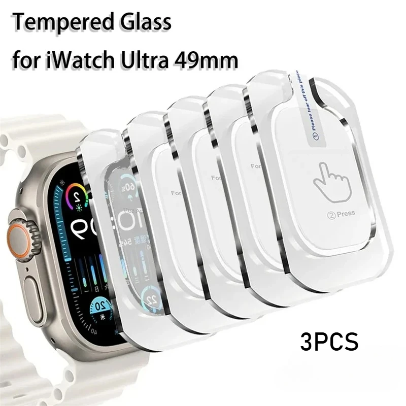 3PCS Tempered Glass For Apple Watch Ultra 2 49mm Anti-Scratch Screen Protector iWatch Ultra Seconds installation Protective Film