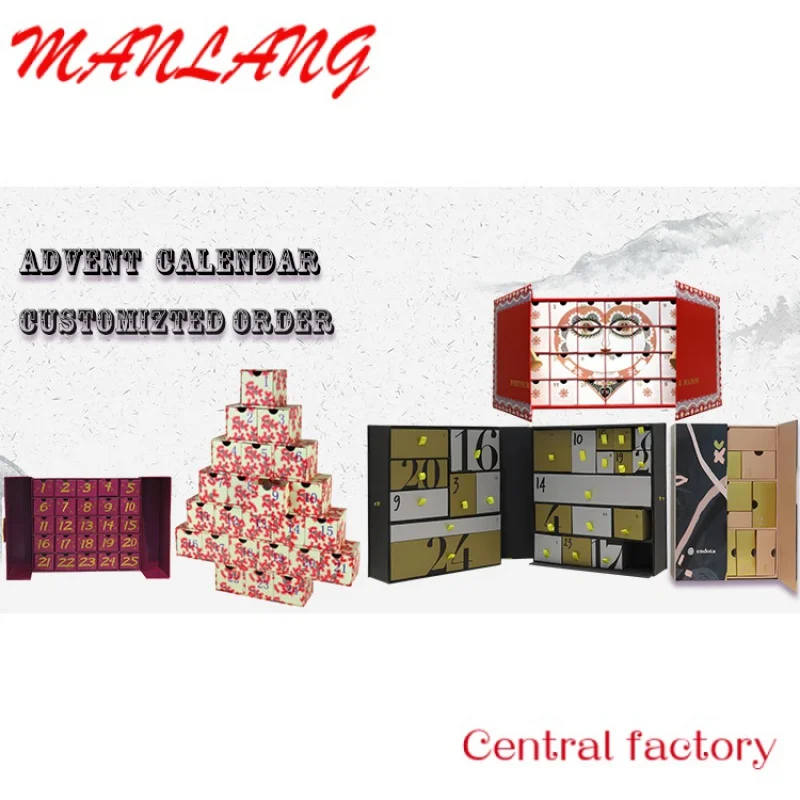 Custom  25 Days Gifts Peoard Paaging Box ristas Countn Buty Advent Cn Box ith agnet Clre