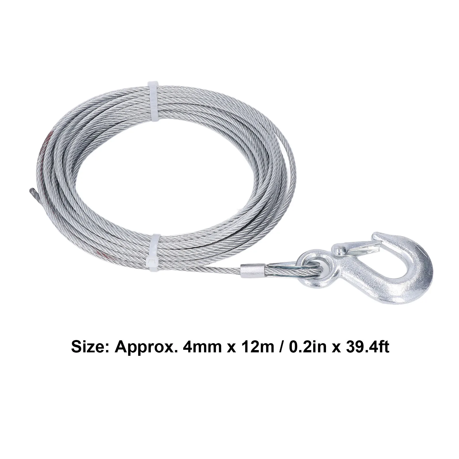 Lier, lier met roestvrijstalen staalkabel, staalkabel 4 mm x 12 m, draagvermogen 2000 lb, roestvrij staal gegalvaniseerd vervangend touw