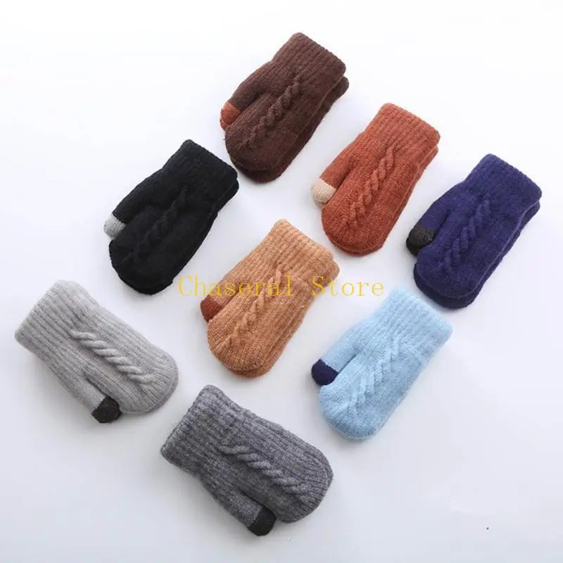 

E7CE Warm Comfortable Knit Gloves Solid Color Fingerless Gloves for Kids Boys Girls