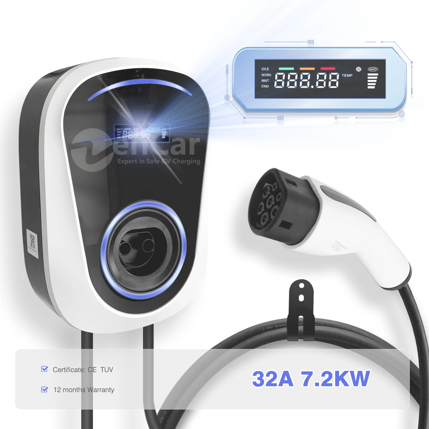 DUOSIDA EV Charging Station Type 2 Plug Socket Wallbox Wifi 32A 7KW home  Electric Vehicle Charger IEC 62196