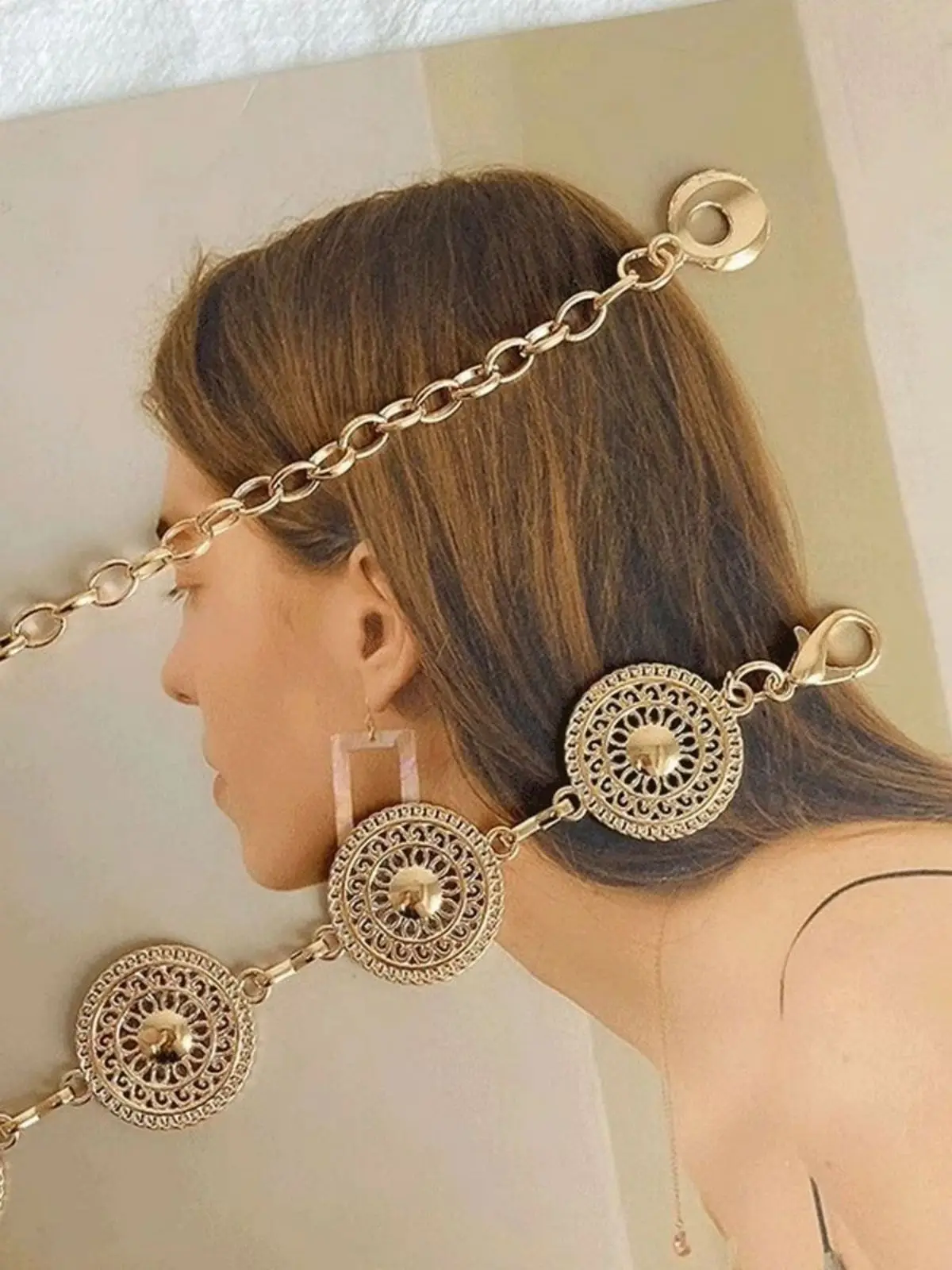Damski łańcuszek w talii w kształcie koła w stylu steampunk dla kobiet, designerski pasek ze stopu do sukienki, elegancki i modny Boho — zdjęcie 6