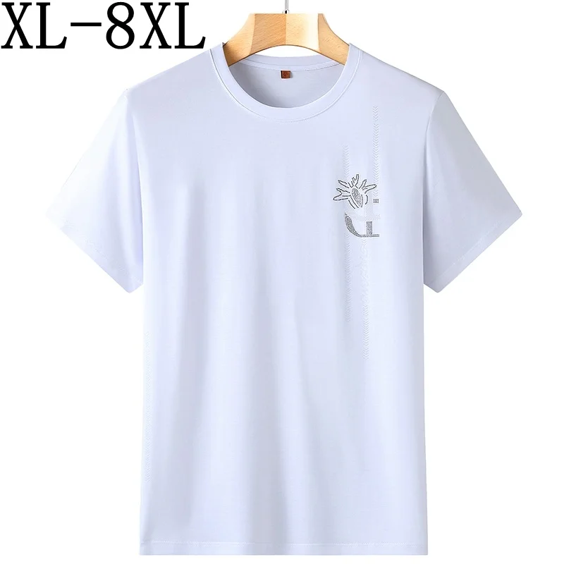 8XL 7XL Size 6XL 2023 Summer New Oversized T-shirts Men Loose Printed Tops Causal Short Sleeve Comfortable Breathable Tee Shirt