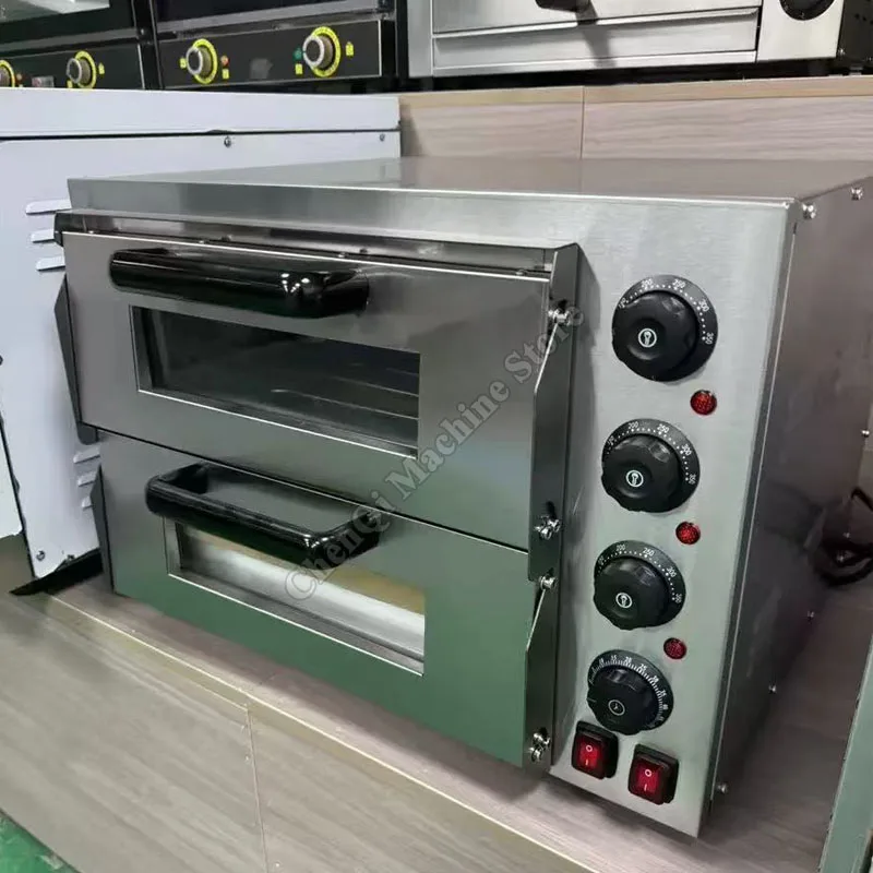 فرن كهربائي تجاري بطبقة مزدوجة فرن بيتزا كبير آلة خبز تورتة البيض آلة خبز طبقتين فرن خبز الخبز
