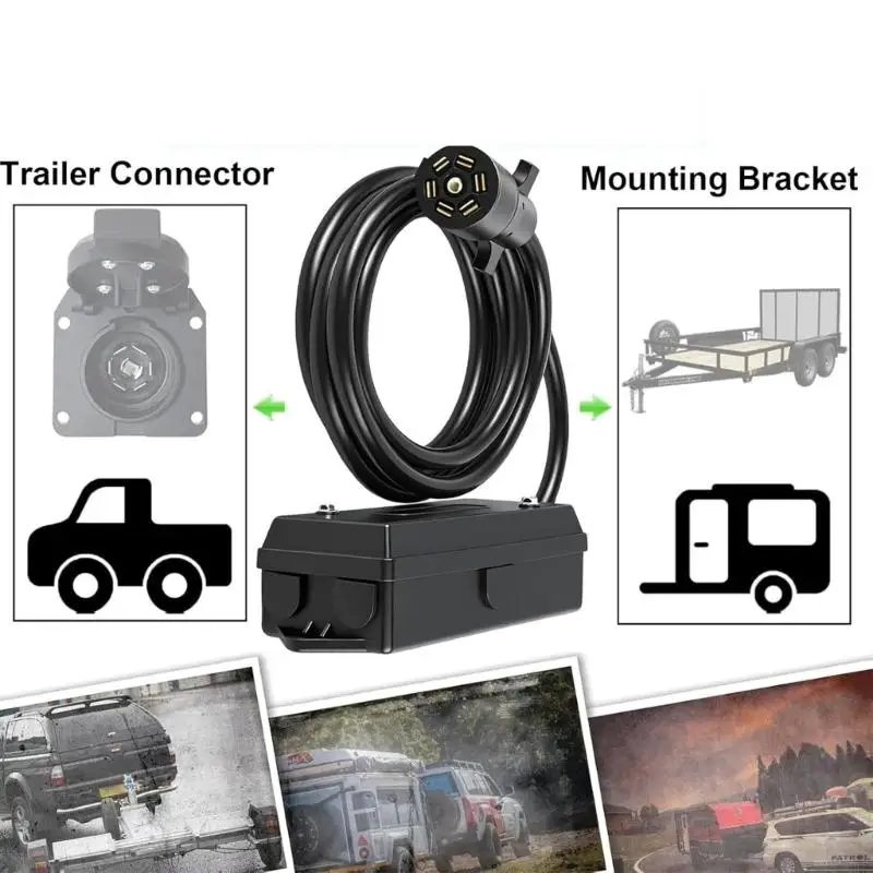 Universal 7 Blade Trailer Wiring with Junction Box 7 Wire Trailer Light Harness Suitable for Various Towing Needs