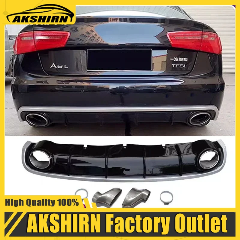 A6 C7 ABS Rear Bumper Lip Diffuser for Audi A6 2012-2015 Car Styling (Only fit standard A6)