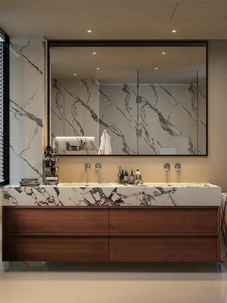 zn- New Collection Song Dynasty-Inspired Mid-Century Double Vanity Ceramic Basin for Luxury Modern Bathroom Lacquer Door Panel@