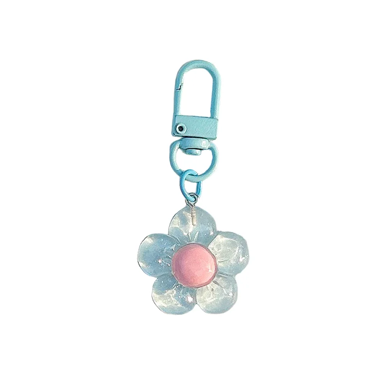 Llaveros de Flores Adorables para Mujer, Llavero de Resina Transparente con Cierre de Langosta, Adornos para Bolsos, Carteras, Mochilas, Decoraciones, Joyería, Accesorios DIY