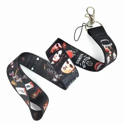Movie Vampire Diaries Lanyards Card Cover Sets Horror Figure Red Heart Printing Neck Strap Mobile Phone Hang Accessories