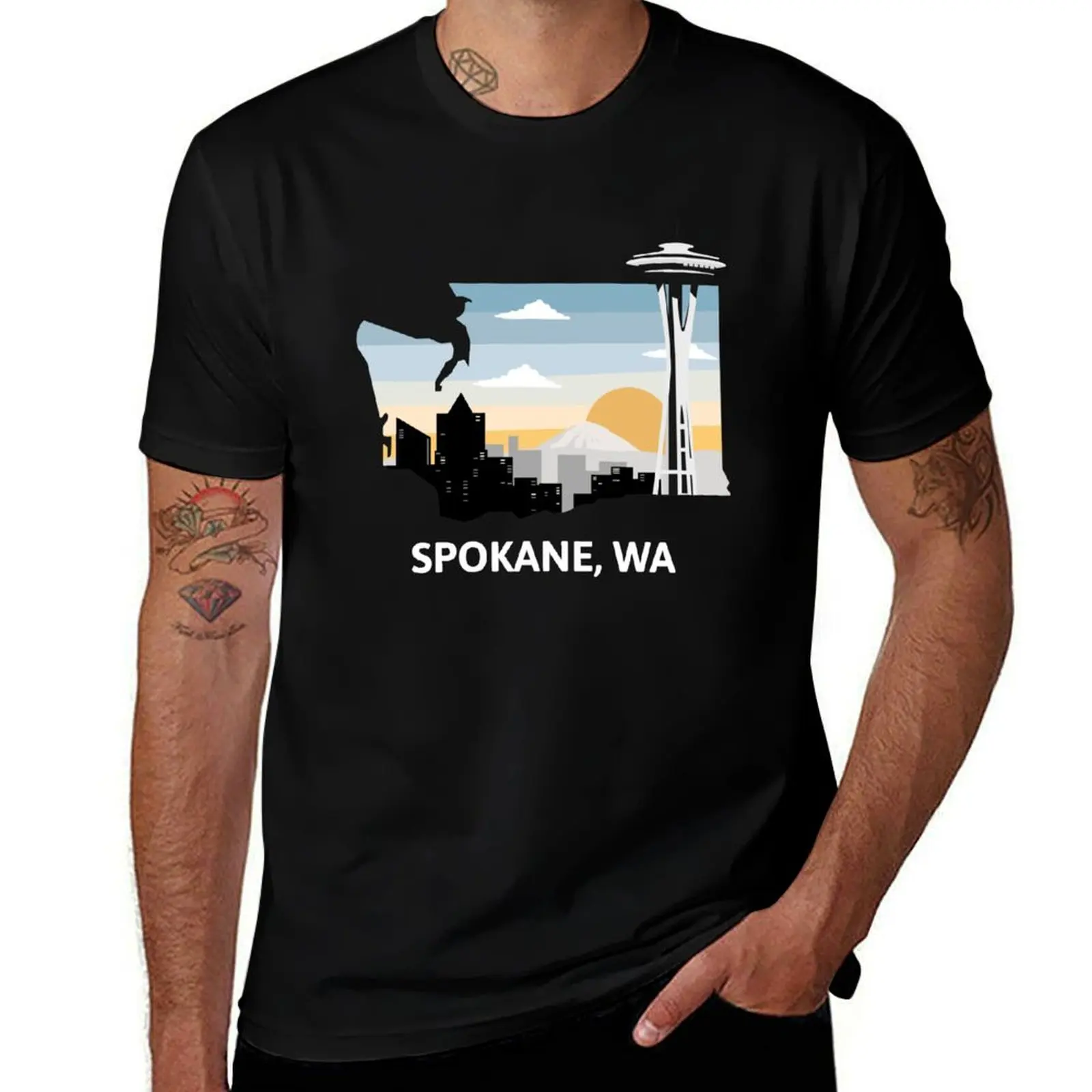 

Футболка Spokane, WA, мужская футболка из 100% хлопка, роскошные брендовые футболки для мужчин, хлопковая забавная футболка