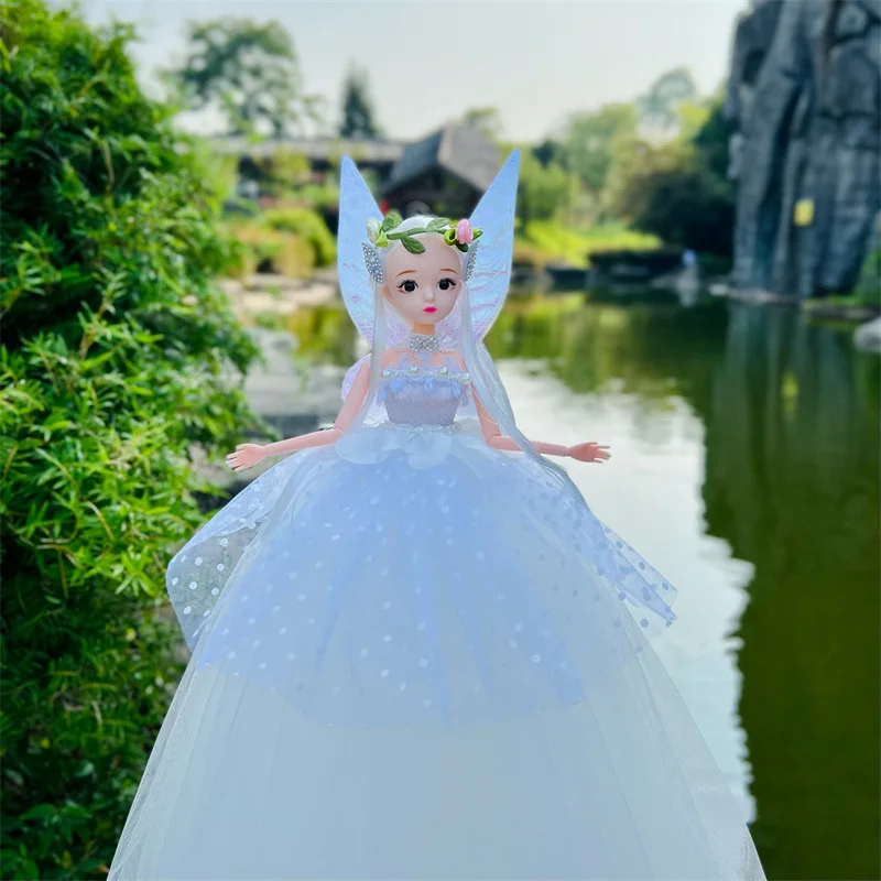 30cm bonito elfo flor fada menina princesa boneca brinquedo 1/6 bjd olhos realistas articulações móveis bonito vestido de casamento menina jogar casa brinquedo