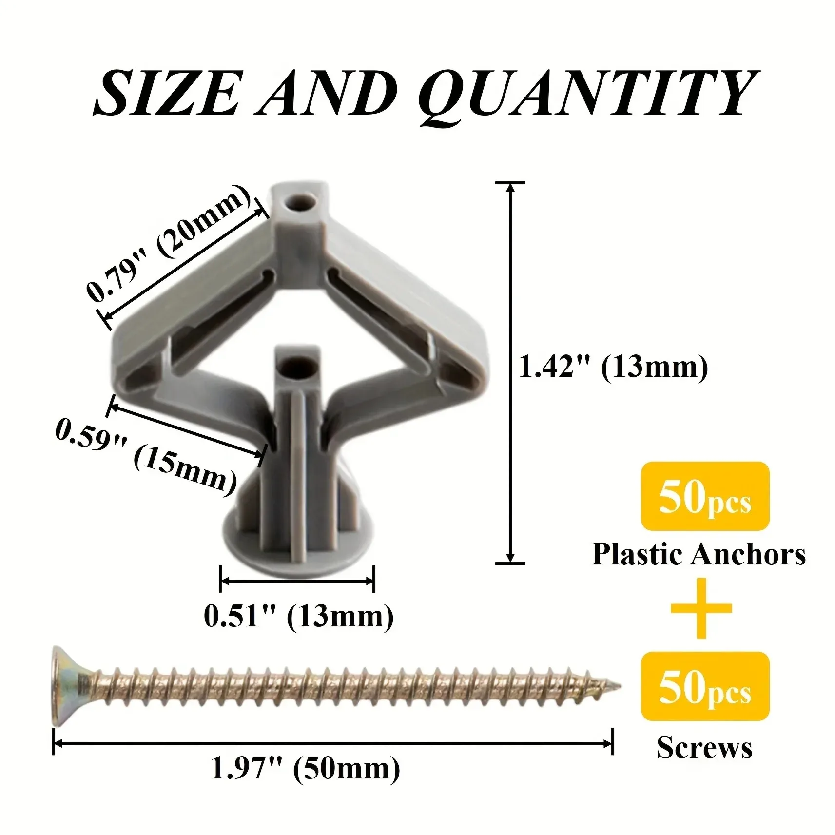 10/50 M3.5 Sets Hollow-Wall Anchors Drywall Anchor Kit With Screws Expansion Tube Pipe Self Drilling With Zinc Plated Screws