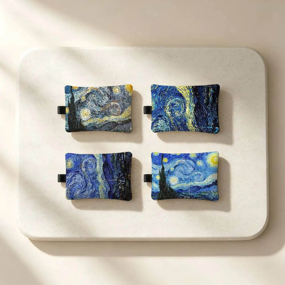 Art V-Van Gogh Starry Night Waterproof Zippered Coin Purse – Lightweight Hanging Wallet For Coins ID Cards