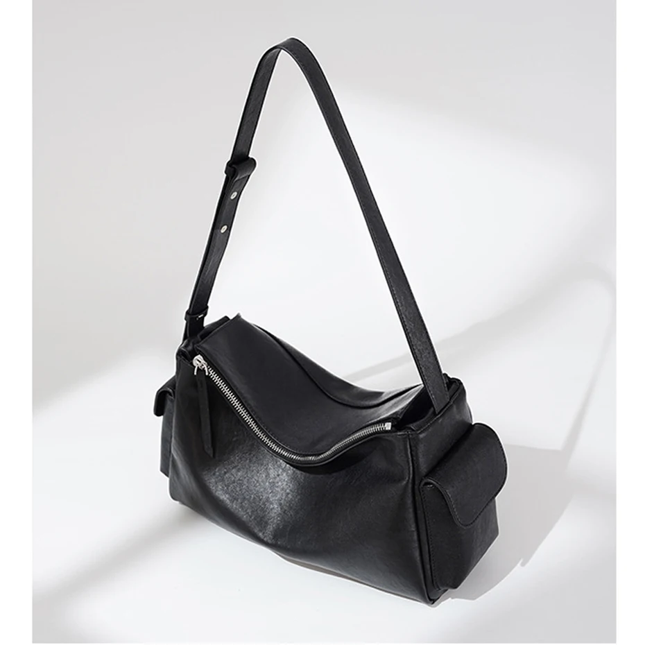 خمر المتشرد الرغيف الفرنسي حقيبة المرأة الفاخرة جلد البقر تحت الإبط حقيبة أنيقة الحد الأدنى مصمم نمط الكتف حقيبة كروسبودي