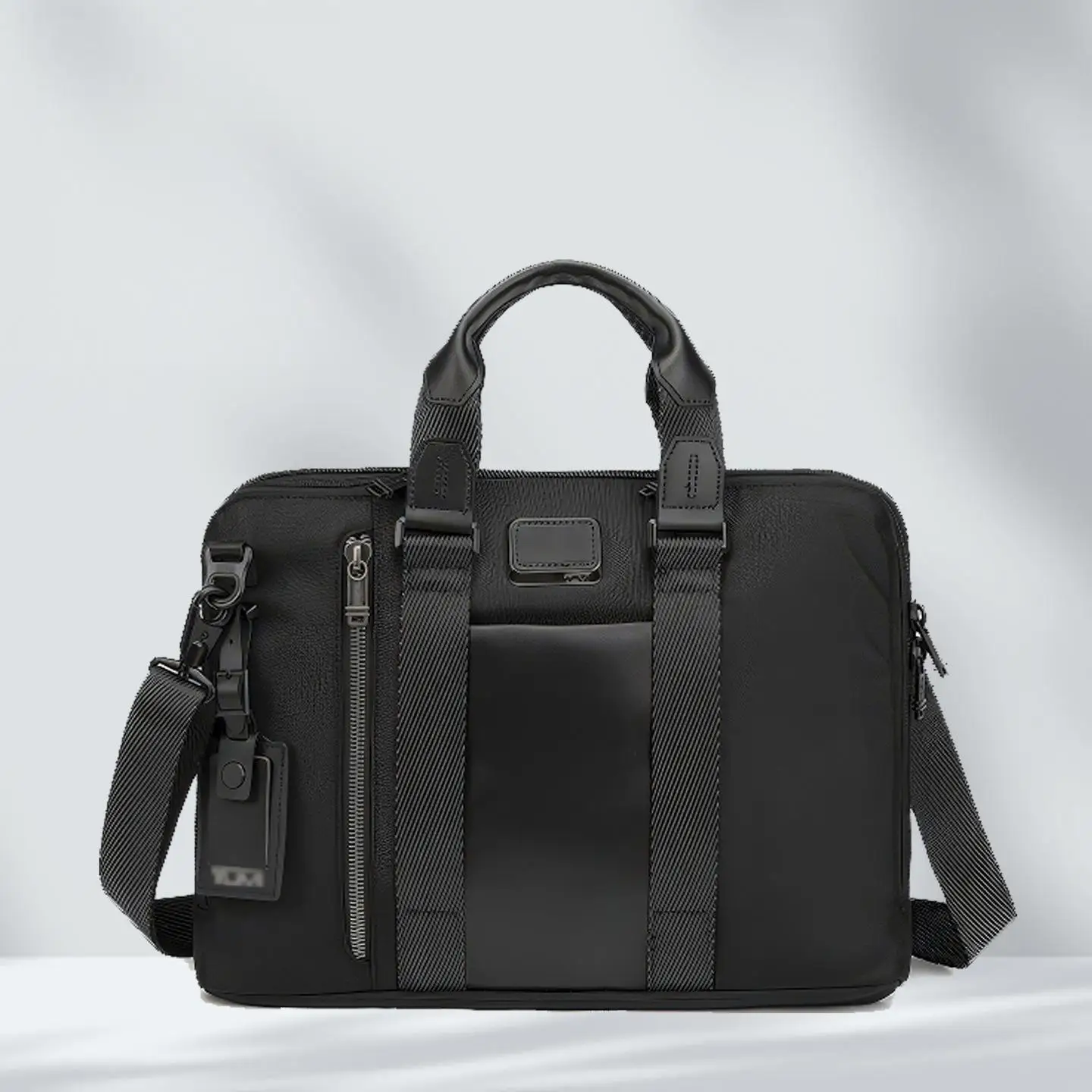 Minimalist Nylon Briefcase for Men - Refined Work Bag with Convertible Strap, Professional Sharp Look 232390