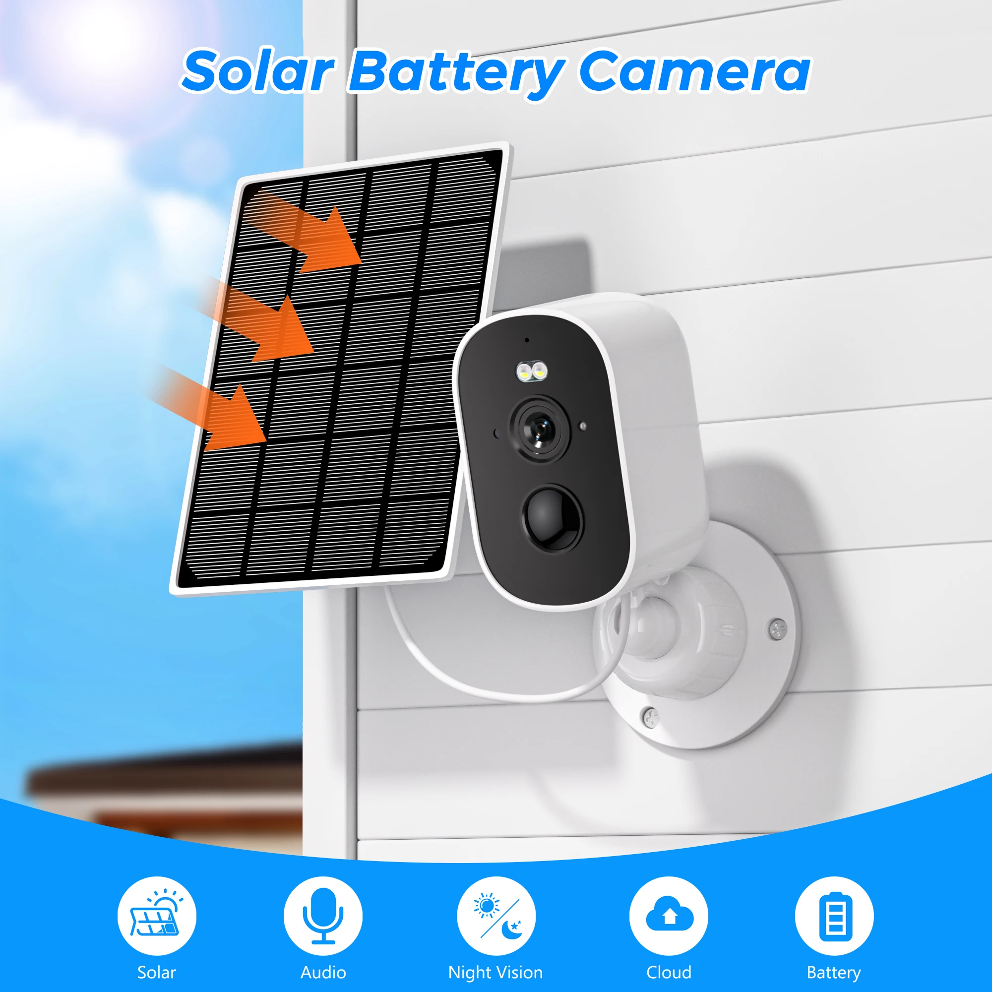 4MP WIFI Security Camera 4800mAh Battery with Solar Panel Wireless Outdoor Human Detect Long Time Standby Surveillance IP Camera