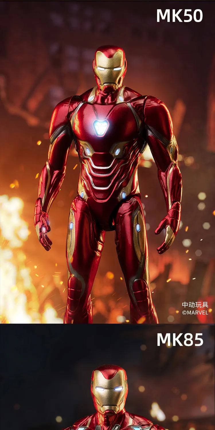 4 Zoll Original 1/10 ZD Toys Iron Man Actionfigur MK1 MK2 MK3 MK4 MK5 MK6 MK7 Tony Stark Anime Puppe Modell Kinder Geburtstagsgeschenk – Detail 10