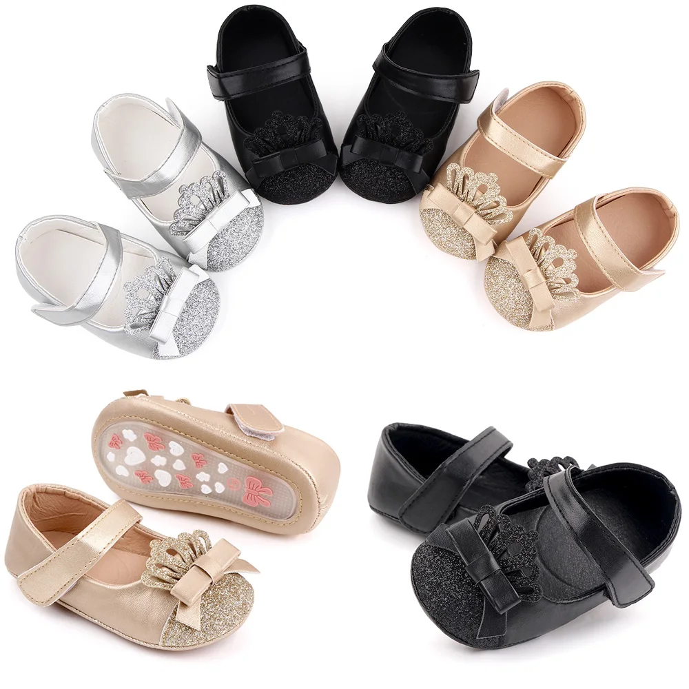 Baby Girl Shoes Cute Crown Soft PU Mary Jane Shoes Anti-slip Sole Spring Summer Sandal for 0-6-12m Baby Girl