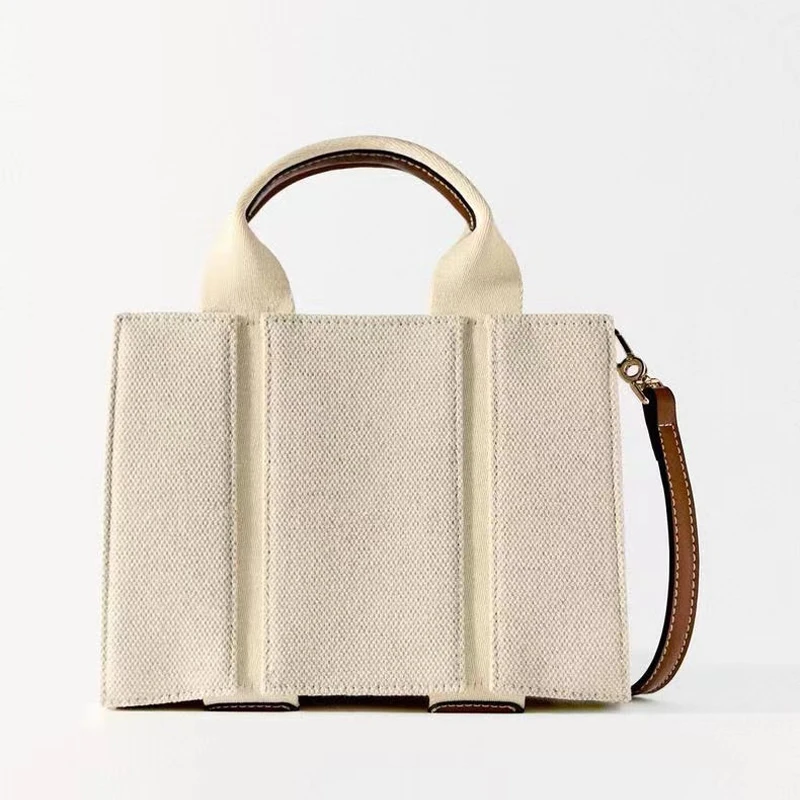 Za Summer New Mini Canvas Tote Bags for Women Simple White Ladies Crossbody Briefcase Casual Retro Designer Women Handbags