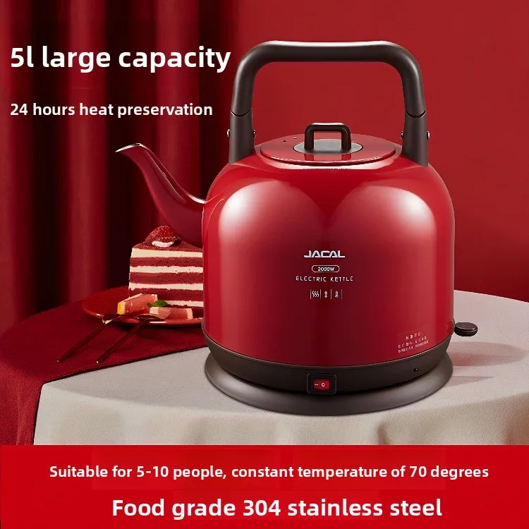 5L 304 Stainless Steel Electric Kettle Auto Shut Off Constant Temperature Thermal Water Pot Household