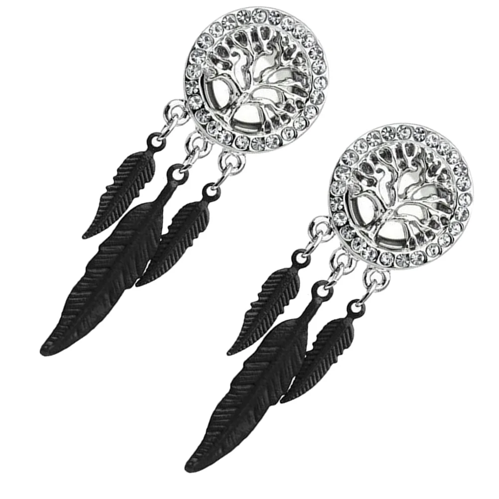 

2Pcs Stainless Steel Ear Expander Tree Pattern Alloy Ear Tunnel Plugs Body Piercing Jewelry Comfortable Daily Wear Party Gift
